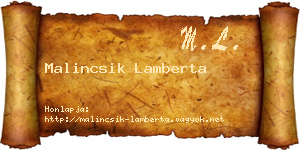 Malincsik Lamberta névjegykártya
